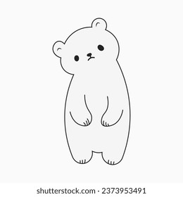 Polar white bear. Cute cartoon baby character. Arctic animal. Hello winter. Flat design. Vector illustration