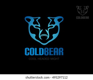 Polar white bear head silhouette design. Isolated vector icon on white background. Logo template.
