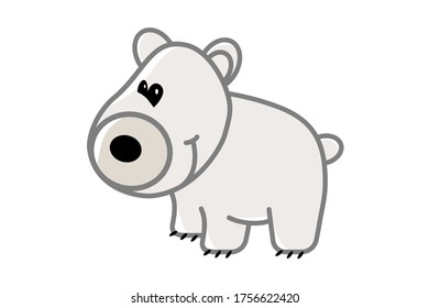 Polar white bear vector cartoon for children prints. Isolated in white background.