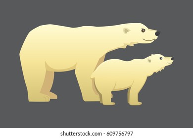 Polar white bear vector cartoon arctic animal.