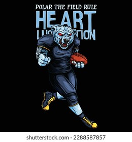 polar who became the mascot of American football in player clothes, and the position of the body that was running while holding the ball in his hands.