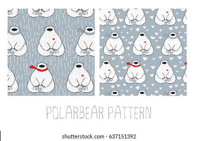 Polarbear cartoon seamless pattern