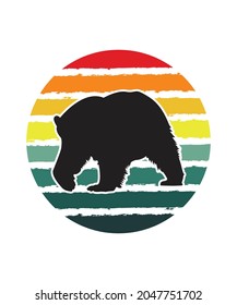 Polarbear Retro Sunset Design template. Vector design template for logo, badges, t-shirt, POD and book cover. Isolated white background.