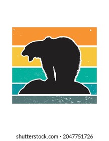 Polarbear Retro Sunset Design template. Vector design template for logo, badges, t-shirt, POD and book cover. Isolated white background.