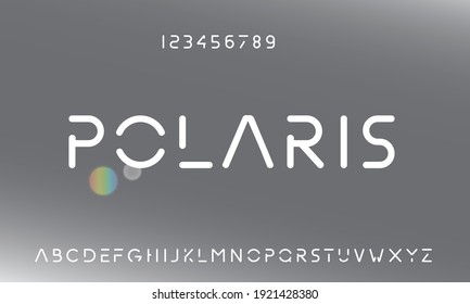 Polaris, abstract modern alphabet and number font. Vector illustration design.