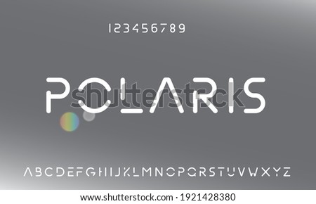 Polaris, abstract modern alphabet and number font. Vector illustration design.