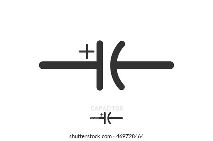 Polarized Capacitor. Electronic circuit symbols.