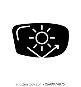 lentes polarizadas ícone de chapa preta para projetos digitais e de impressão.  Ícones mínimos de limpeza para aplicativos e sites. Ícones simples modernos para UI UX e branding