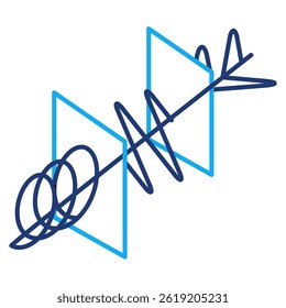 Polarizer icon represented by waves, two screen Dual Line style.