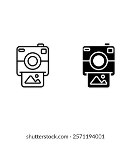 polaroid camera icon set color editable