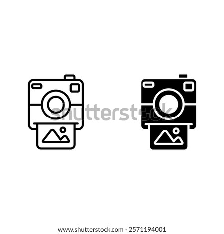 polaroid camera icon set color editable