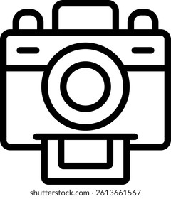 Polaroid Camera Line Vector Icon Design