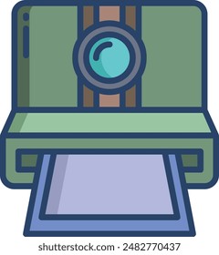 polaroid camera linear color illustration icon