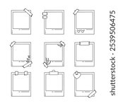 Polaroid frame line icon collection. outline style. isolated element illustration