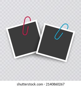 Polaroid Photo Frame Fixed With Adhesive Tape On A Transparent Background. Photo Frame Vector Format