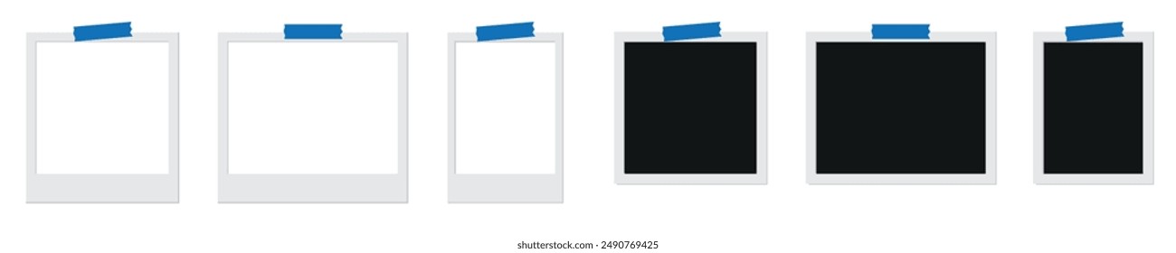 Polaroid Foto Frames Kollektion Vektorgrafik. Leeres schwarzes Fotorahmen-Mockup mit Schatten.