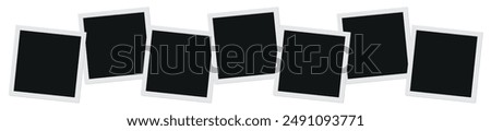 Polaroid photo frames vector collage. Empty black photo frame mockup with shadow.