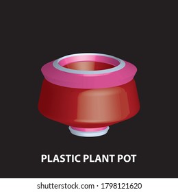 polastic plant pot 3D vintage vector clip art. is the graphic arts,refers to pre-made images used to illustrate any medium. 