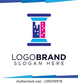 Pole and City Build Logo vector template