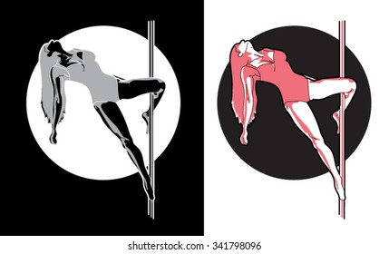 Pole dance 2, labels, emblems and logo. Vector illustration