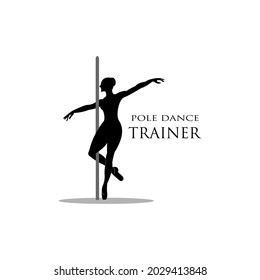 pole dance black and white flat design logo
