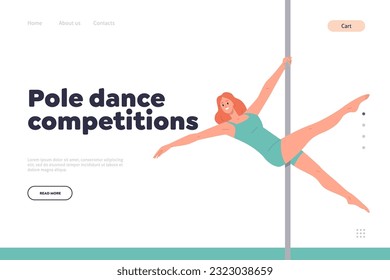 Pole dance competition concept for landing page design website template advertising sport tournament