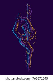 Pole dance girl. Vector illustration