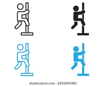 Pole dance icon black and white vector outline sign