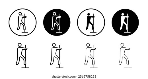 Pole dance icon Black and white outline vector