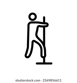 Pole dance icon Black and white outline vector