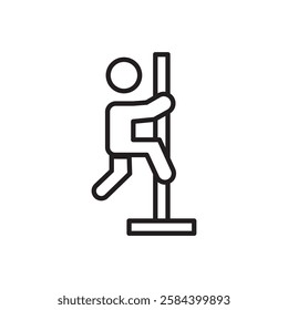 Pole dance icon black and white vector outline sign