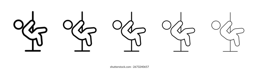 Pole dance icon conjunto de linhas finas ou coleção