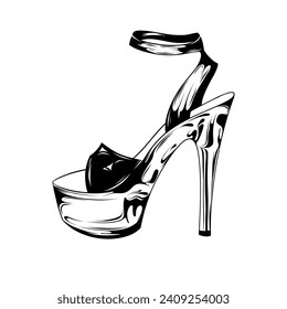 Pole dance shoe black icon. Vector illustration isolated on white background.