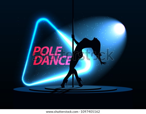 Pole Dance Silhouette Girl Neon Triangle Stock Vector (Royalty Free ...