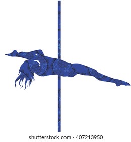 pole dance silhouette - vector illustration