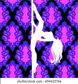 pole dance silhouette - vector, illustration