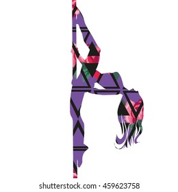 pole dance silhouette - vector, illustration