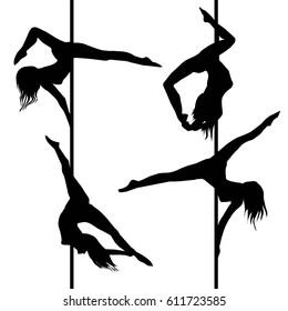 pole dance silhouette - vector, illustration