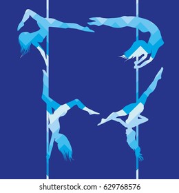 pole dance silhouette, vector, illustration