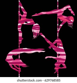 pole dance silhouette, vector, illustration