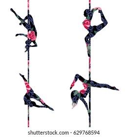 pole dance silhouette, vector, illustration