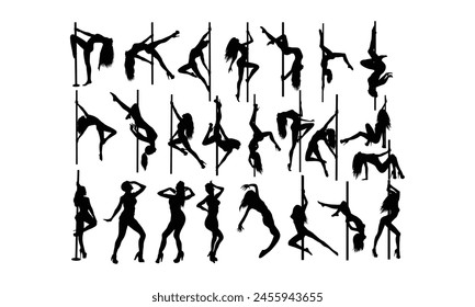 Pole dance  Vector bundle, Baby Penguin Clipart, Silhouette, Vector, icons, illustration, design