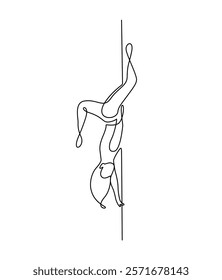 Pole dance victor one line art illustration stock photo