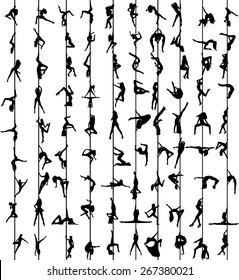 Pole dance women silhouettes seamless wallpaper