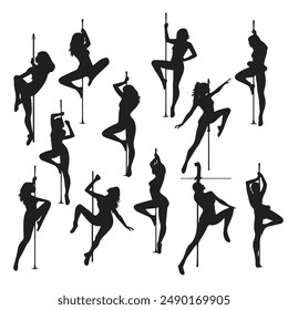 pole dancer gesture silhouette Vector 