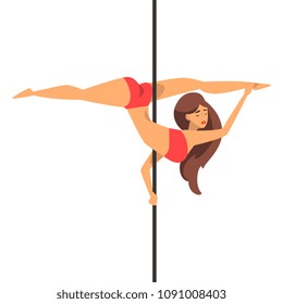 Pole dancer girl, dance on the pylon vector Illustration on a white background