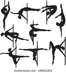 pole dancer silhouette set