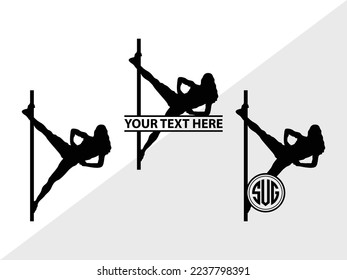 Pole Dancers monogram Vector Illustration Silhouette