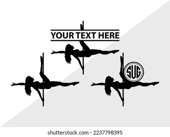 Pole Dancers Monogramm Vektorgrafik Silhouette