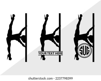 Pole Dancers monogram Vector Illustration Silhouette
